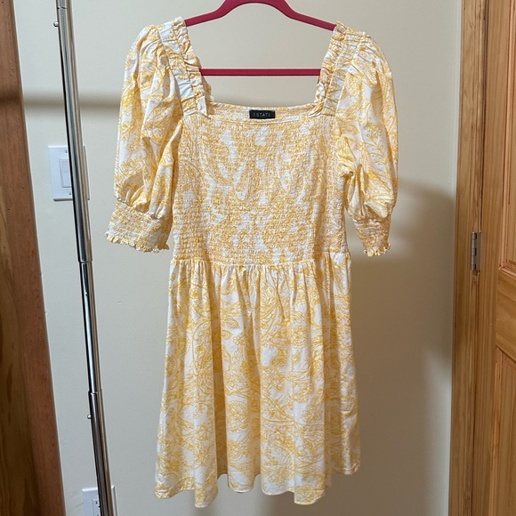 1. State Dresses & Skirts - 1. State Yellow and White Floral Dress Large